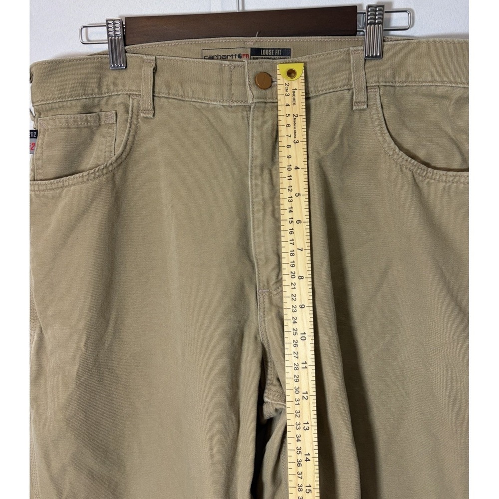 Carhartt FR Pants Mens 38x32 Beige Flame Resistant Canvas Work Carpenter CAT 2 - Picture 14 of 16